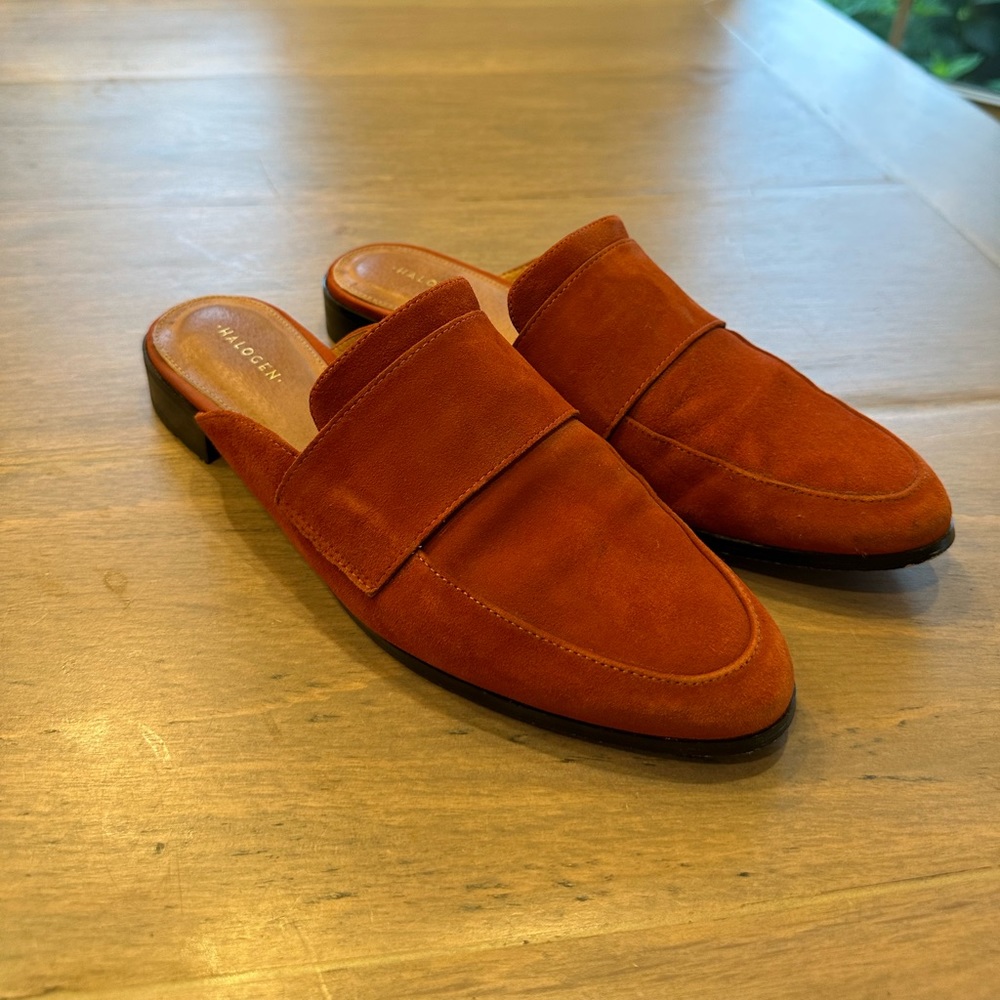 Women’s Genuine Leather Suede Rust colored Mules